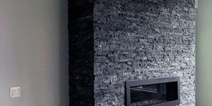 Камень для облицовки камина 3D панели Мрамор RKS Slate Woody Grey Classic готовый результат на фото (4)