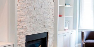 Белый камин из натурального камня купить 3D панели RKS SLATE Кварцит White Quartz Modern (2)