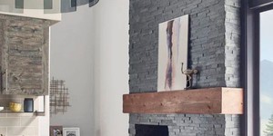 Каменный камин фото 3D панели RKS SLATE Сланец Matt Black Slate Classic купить с доставкой (1)