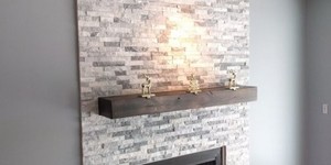 Камень для облицовки печей и каминов в виде 3D панели RKS SLATE Мрамор Cloudy Grey купить, фото после монтажа (17)