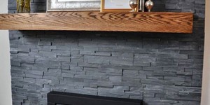 Камин из камня фото 3D панели RKS SLATE Сланец Matt Black Slate Classic купить с доставкой (1)
