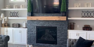 Камин из камня фото 3D панели RKS SLATE Сланец Matt Black Slate Classic купить с доставкой (6)