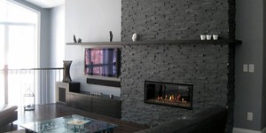Облицовка камина черным камнем фото 3D панели RKS SLATE Сланец Black Slate купить в РКС Клинкер (4)