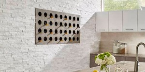 Кухонный фартук из белого природного камня 3D панели RKS SLATE Кварцит White Quartz Classic фото (8)