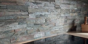 Фартук кухонный из природного камня купить 3D панели RKS SLATE Кварцит Silver Shine Natural (2)