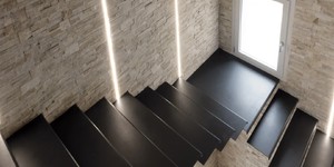Каменная стена у лестницы заказать 3D панели RKS SLATE Кварцит Beige Slate (7)