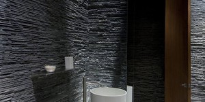 Каменные стены в ванной комнате 3D панели RKS SLATE Кварцит Black Quartz заказать