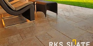 Мощение плитами из травертина RKS SLATE Noce Cross Cut (1)